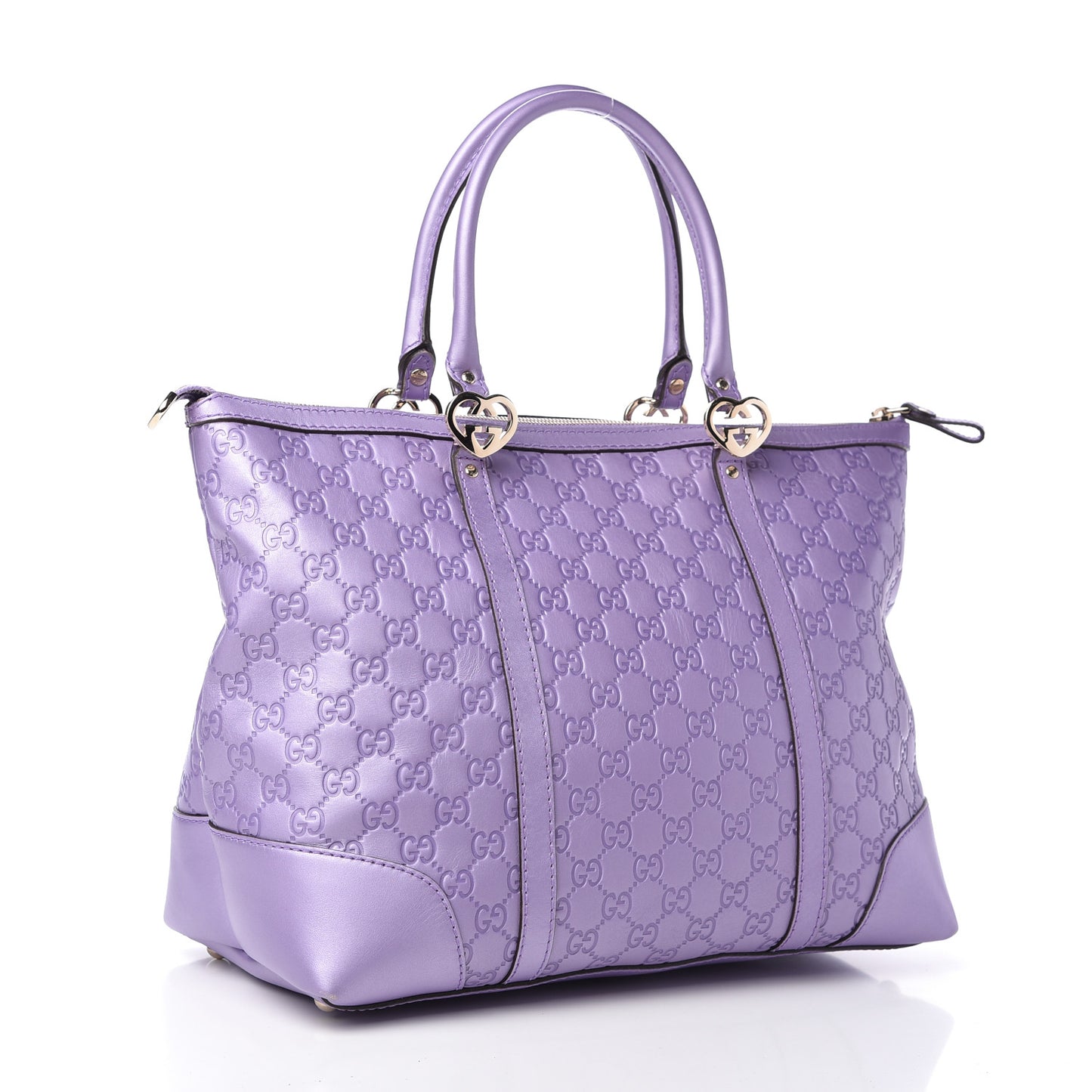 Metallic Guccissima Lovely Heart Tote Purple