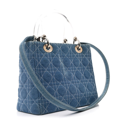 Christian Dior Denim Cannage Medium Lady Dior Blue 3 of 12