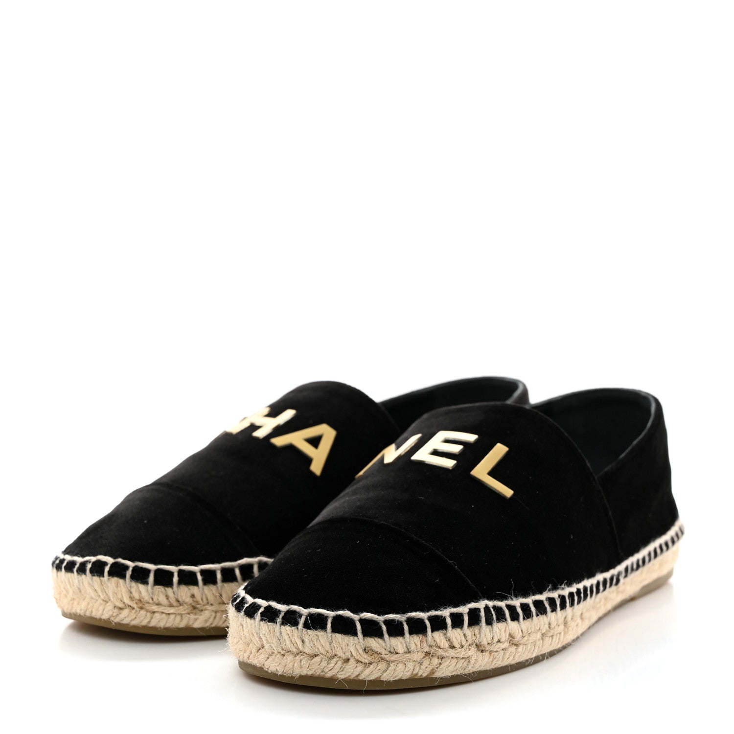 Chanel Velvet Logo Espadrilles 37 Black 4 of 9