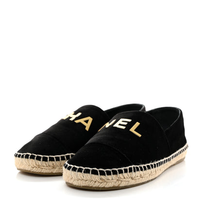 Chanel Velvet Logo Espadrilles 37 Black 4 of 9