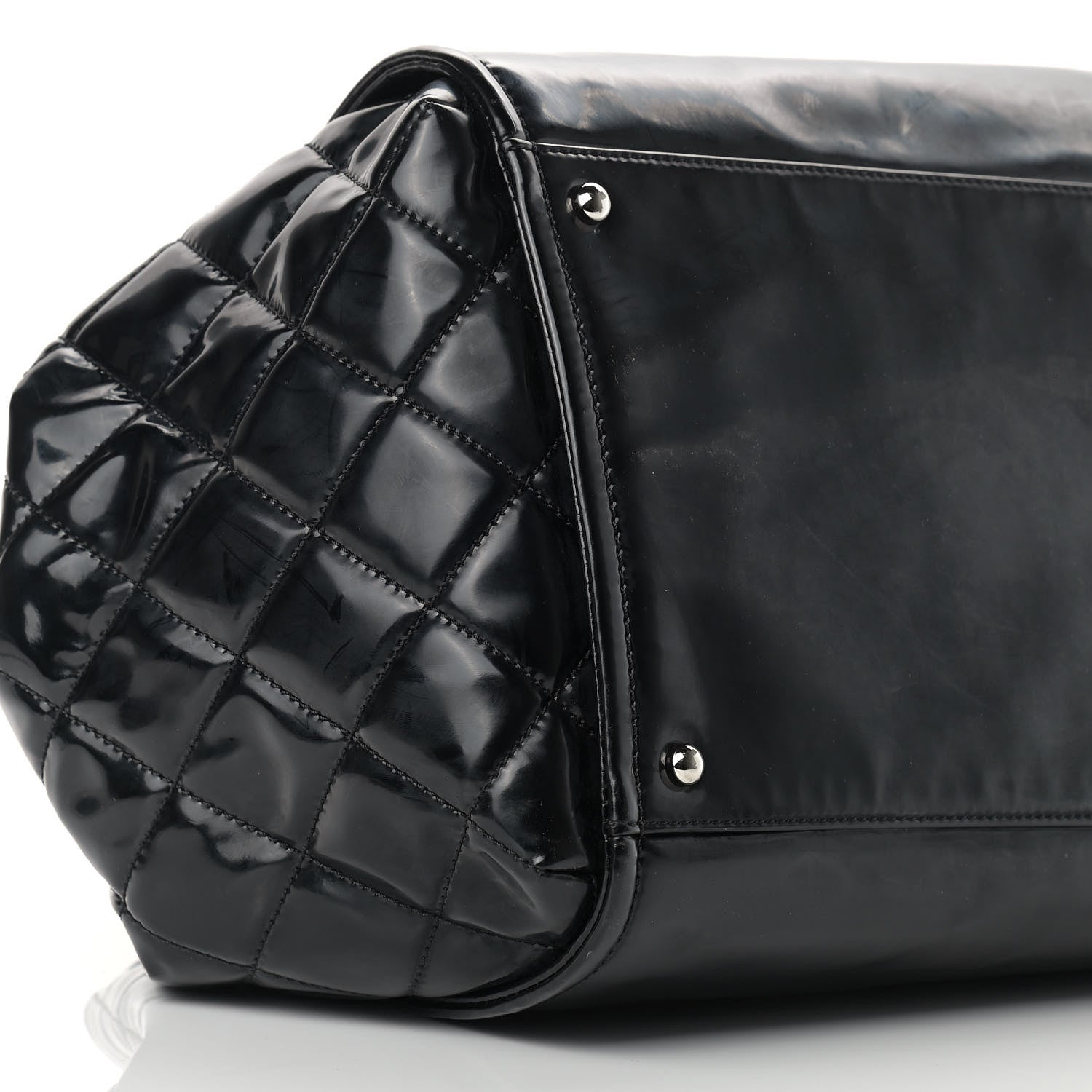 Chanel Vinyl Lipstick Ligne Accordion Tote Black 8 of 14