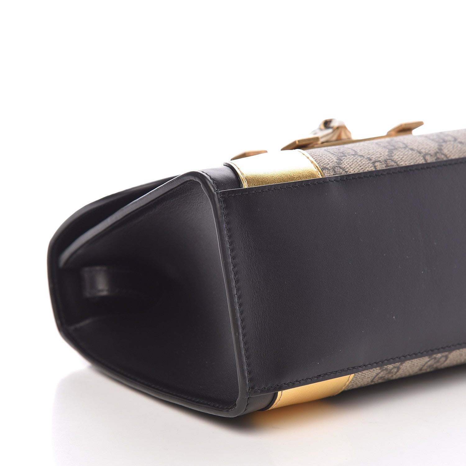 Gucci GG Supreme Monogram Small Osiride Top Handle Bag Black Gold 10 of 12