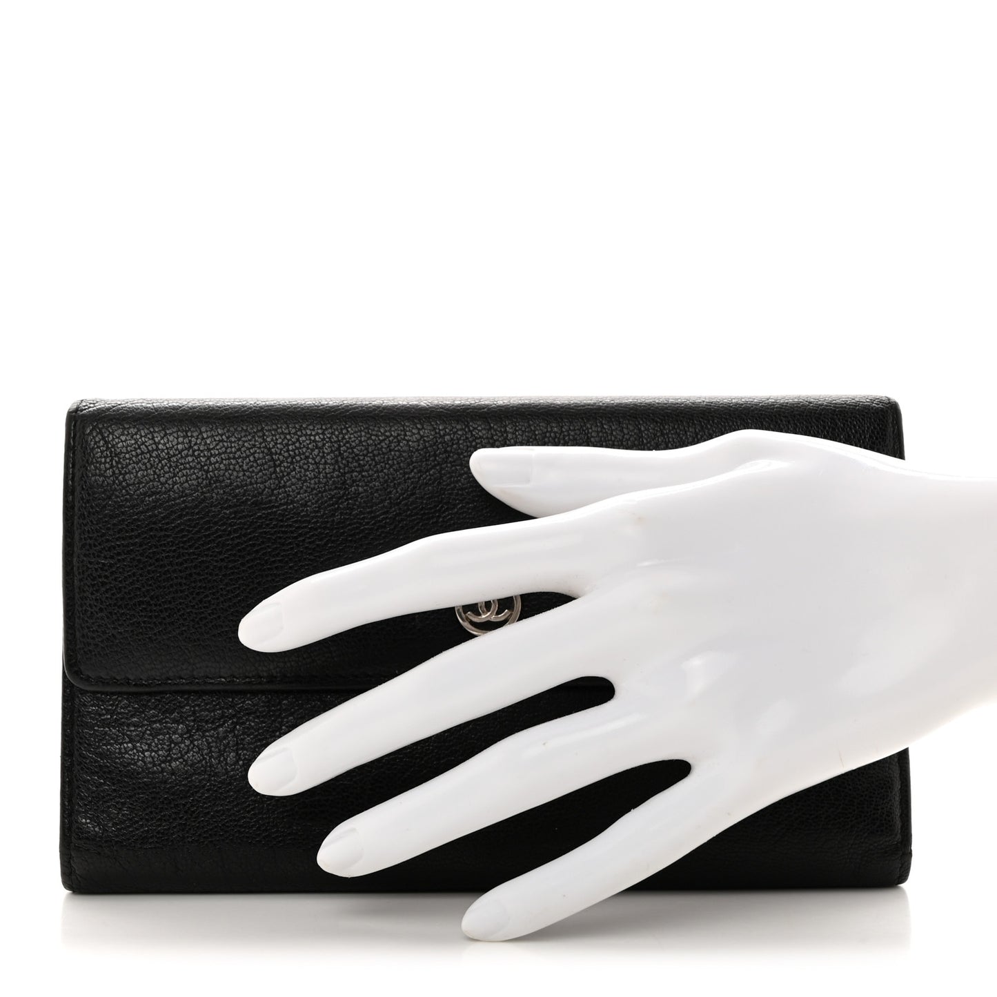 Goatskin Large Flap Wallet Black
