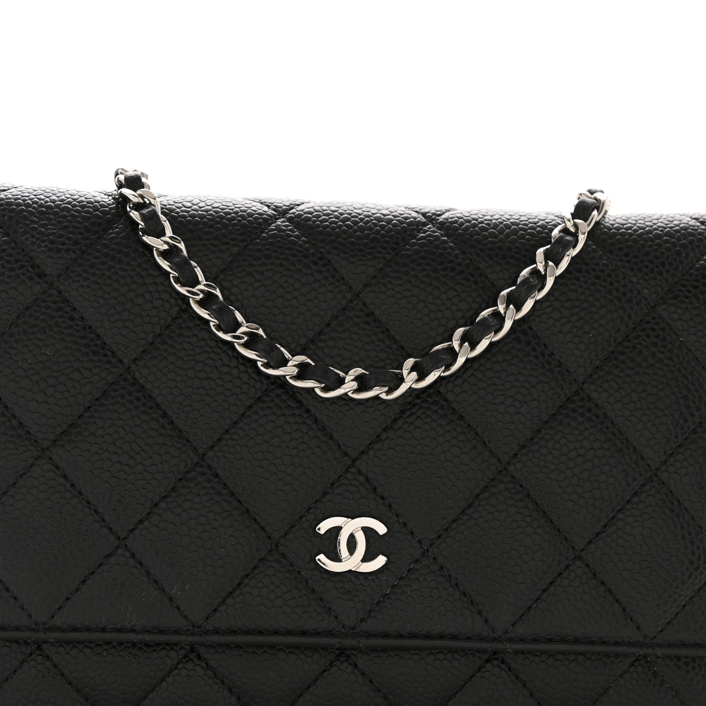 Caviar Quilted Wallet on Chain WOC Black