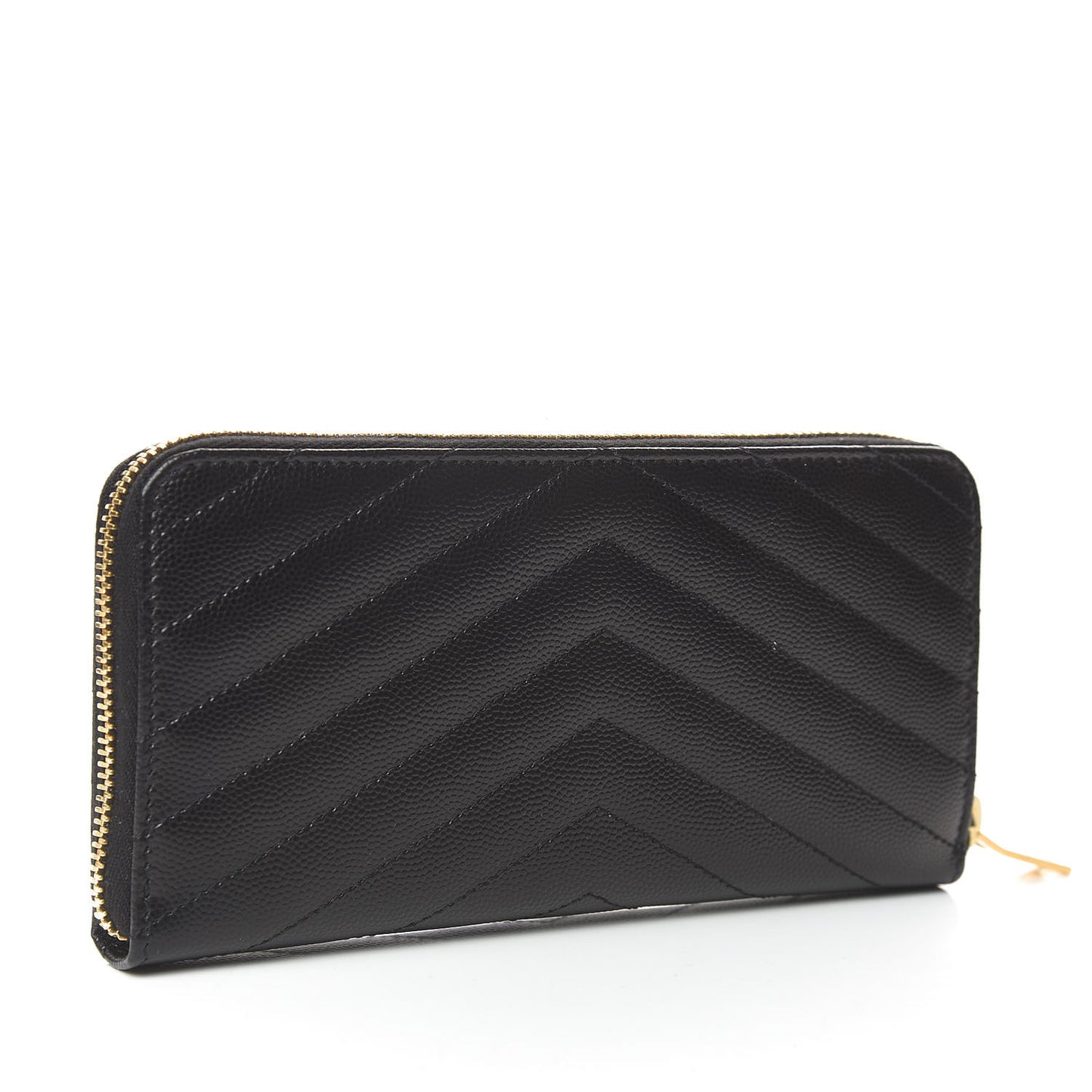 Grain De Poudre Matelasse Chevron Monogram Zip Around Wallet Black