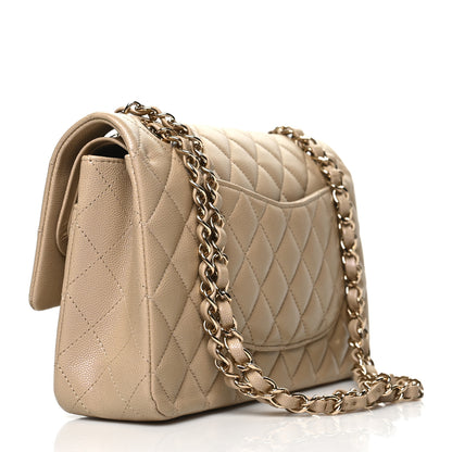 Chanel Iridescent Caviar Quilted Medium Double Flap Dark Beige 3 of 10