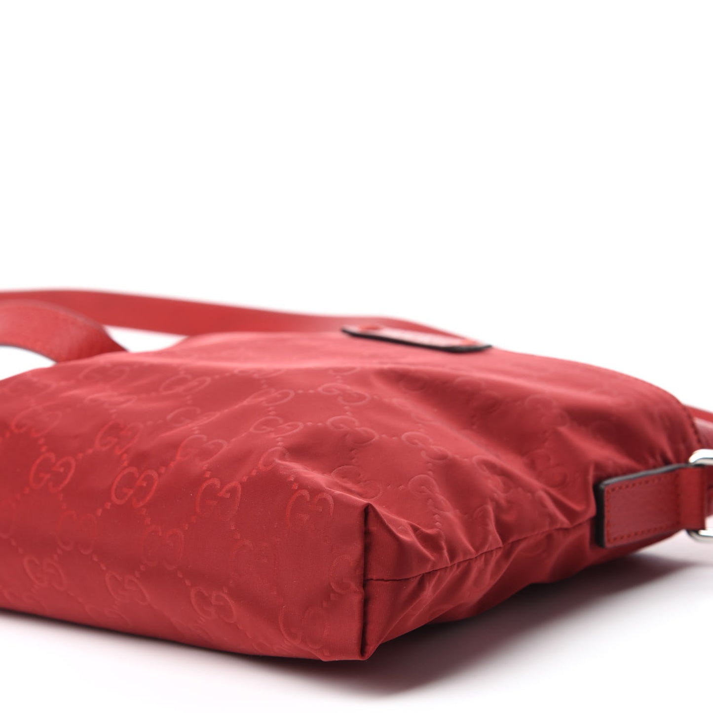 Nylon Monogram Dollar Calfskin Small Flat Messenger Bag Vibrant Red
