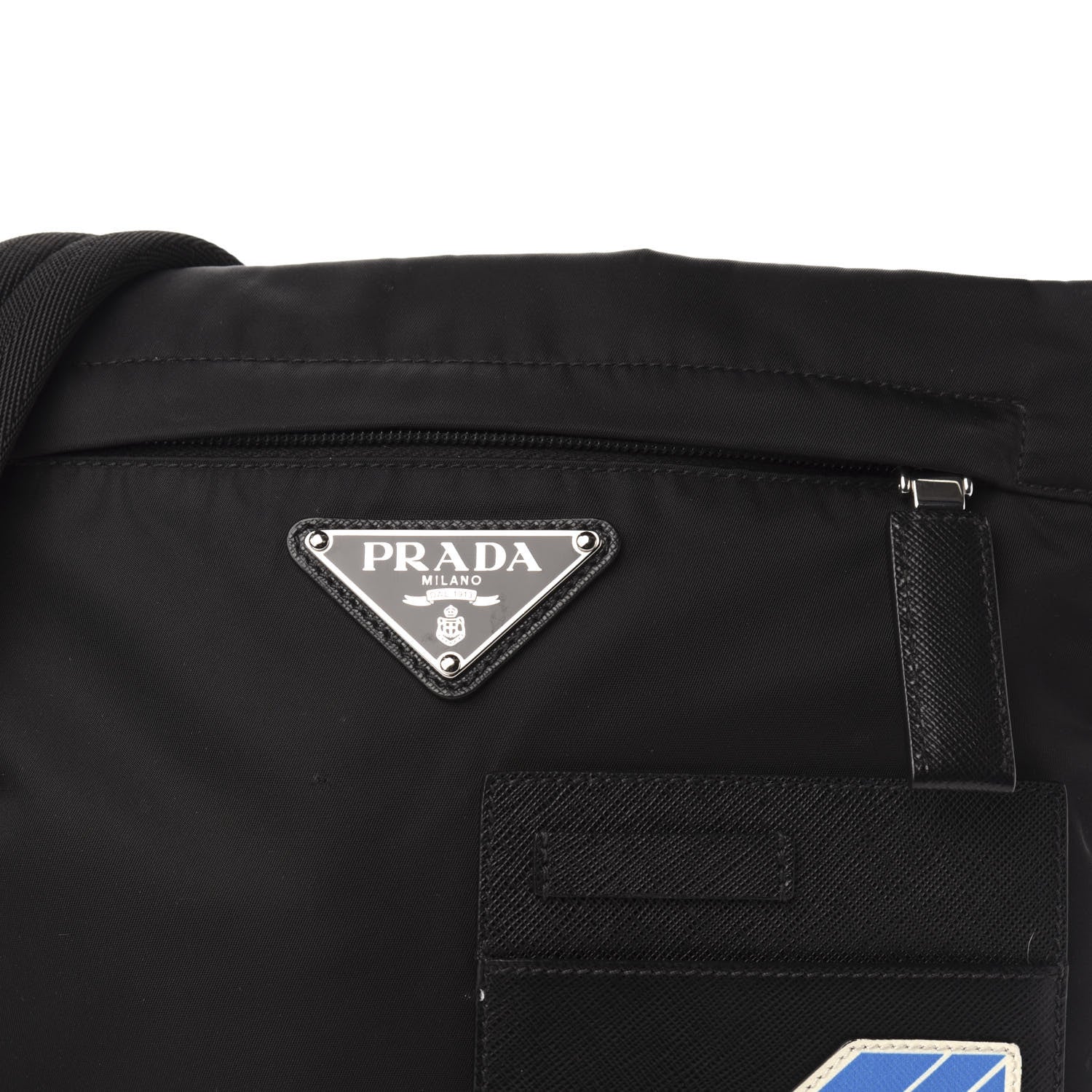 Prada Tessuto Nylon Soft Calf Small Crossbody Bag Black Azzurro 14 of 14