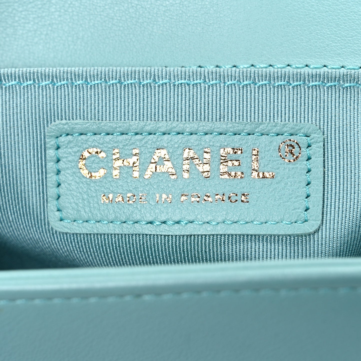 Lambskin Chevron Quilted Medium Boy Flap Turquoise