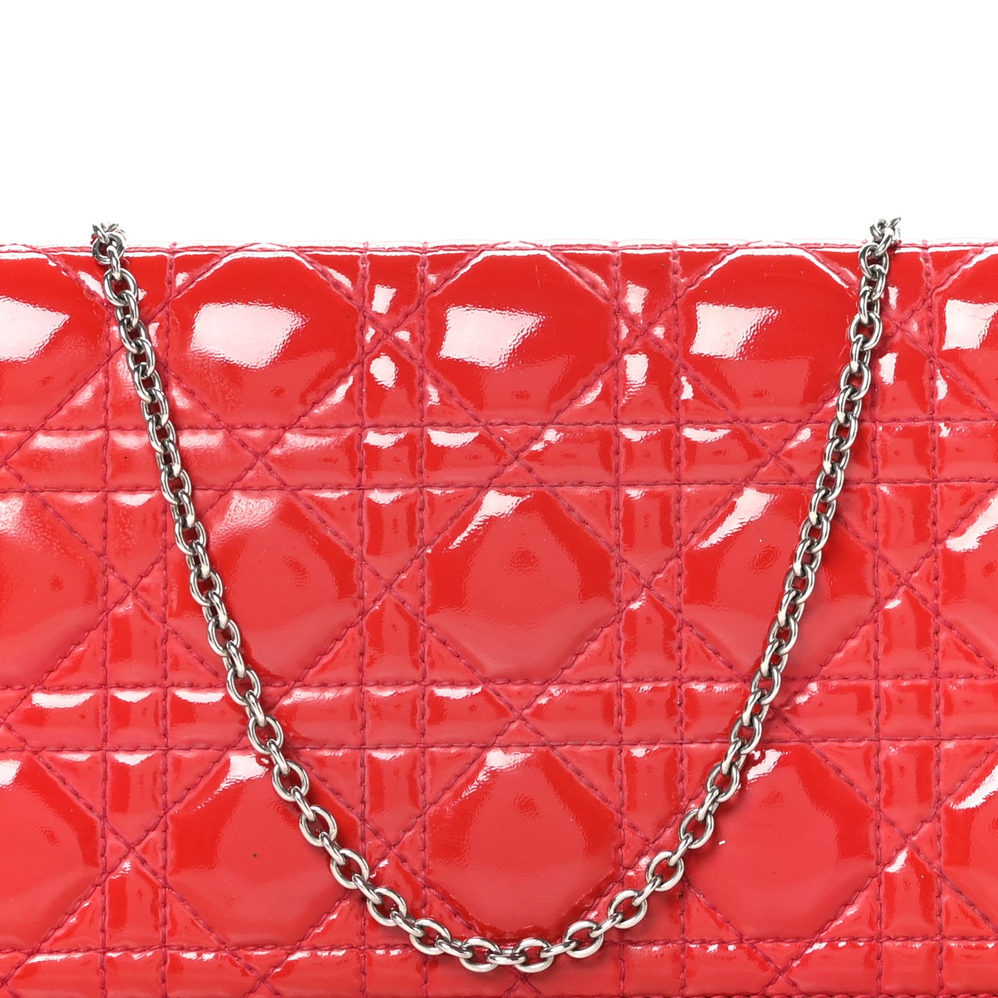 Patent Cannage Lady Dior Convertible Clutch Red