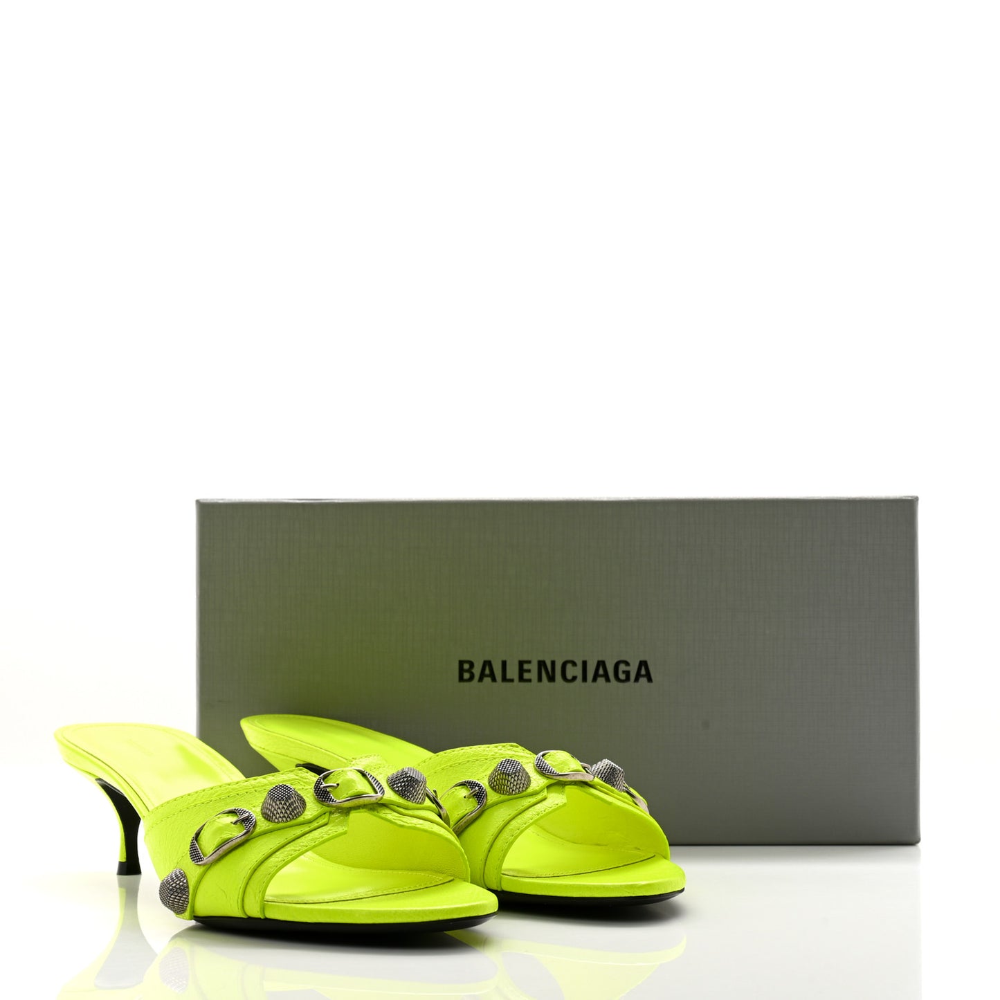 Agneau Arena Cagole 50mm Slide Sandals 41.5 Fluo Yellow