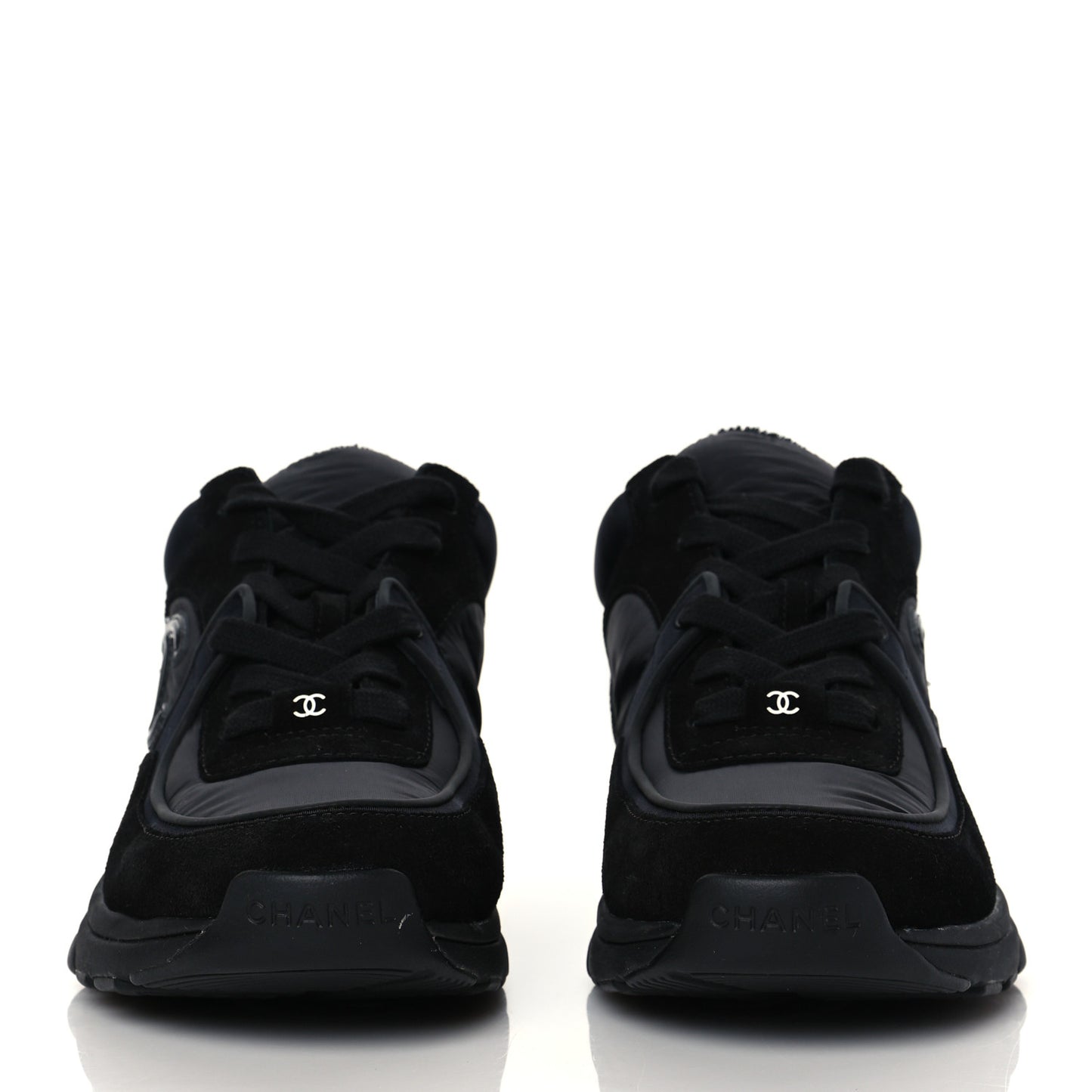 Fabric Calfskin Suede CC Sneakers 37.5 Black