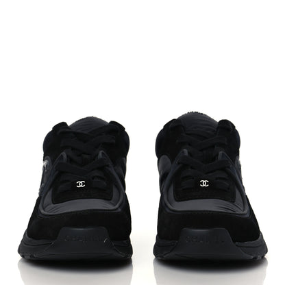 Chanel Fabric Calfskin Suede CC Sneakers 37.5 Black 2 of 7