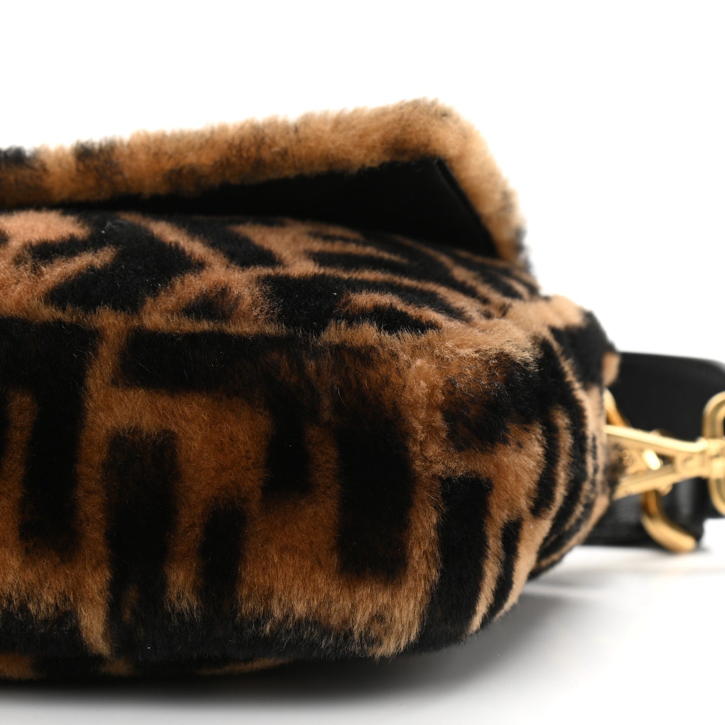 Shearling Vitello Dolce Macro FF 1974 Baguette Tobacco Black