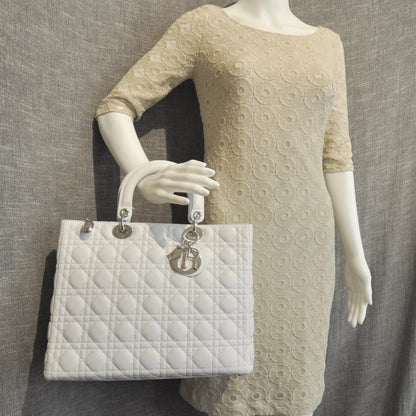 Christian Dior Lambskin Cannage Large Lady Dior White 3 of 8