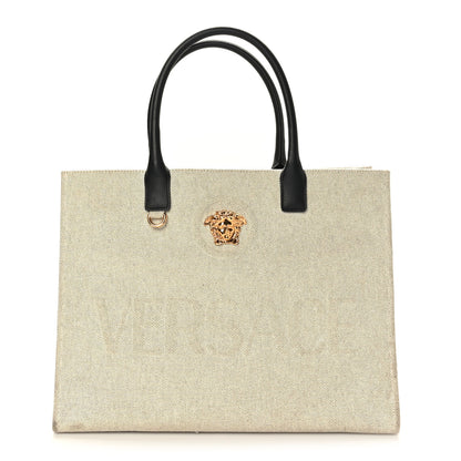 Versace Canvas Calfskin La Medusa Tote Bag Beige 1 of 10