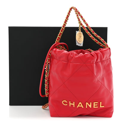 Chanel Shiny Calfskin Quilted Mini Chanel 22 Red 10 of 10