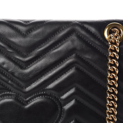 Gucci Calfskin Matelasse Medium GG Marmont Shoulder Bag Black 12 of 14