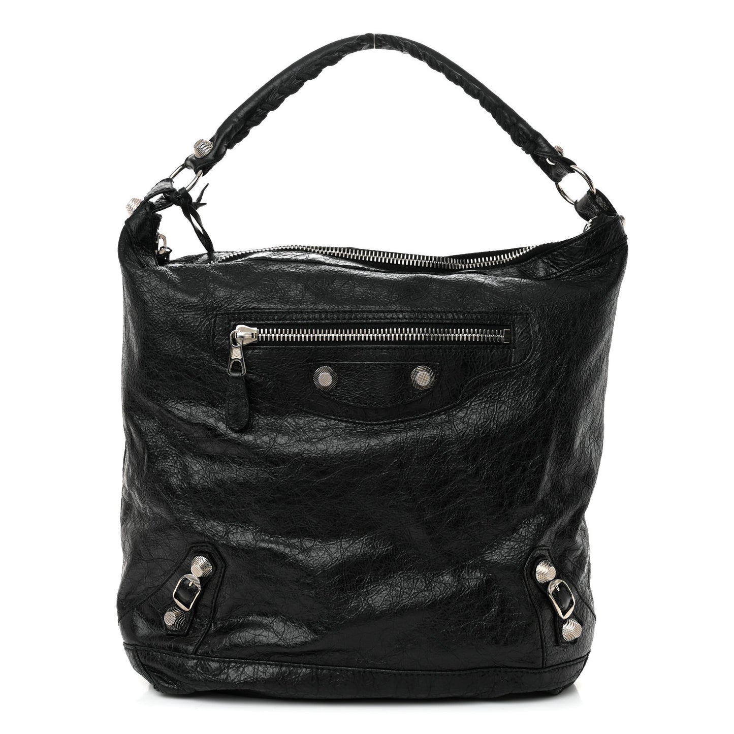 Agneau Giant 12 Silver Hardware Day Hobo Black