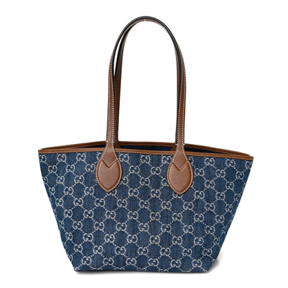 Gucci New Denim GG Monogram Calfskin Small Totissima Tote Blue 1 of 10