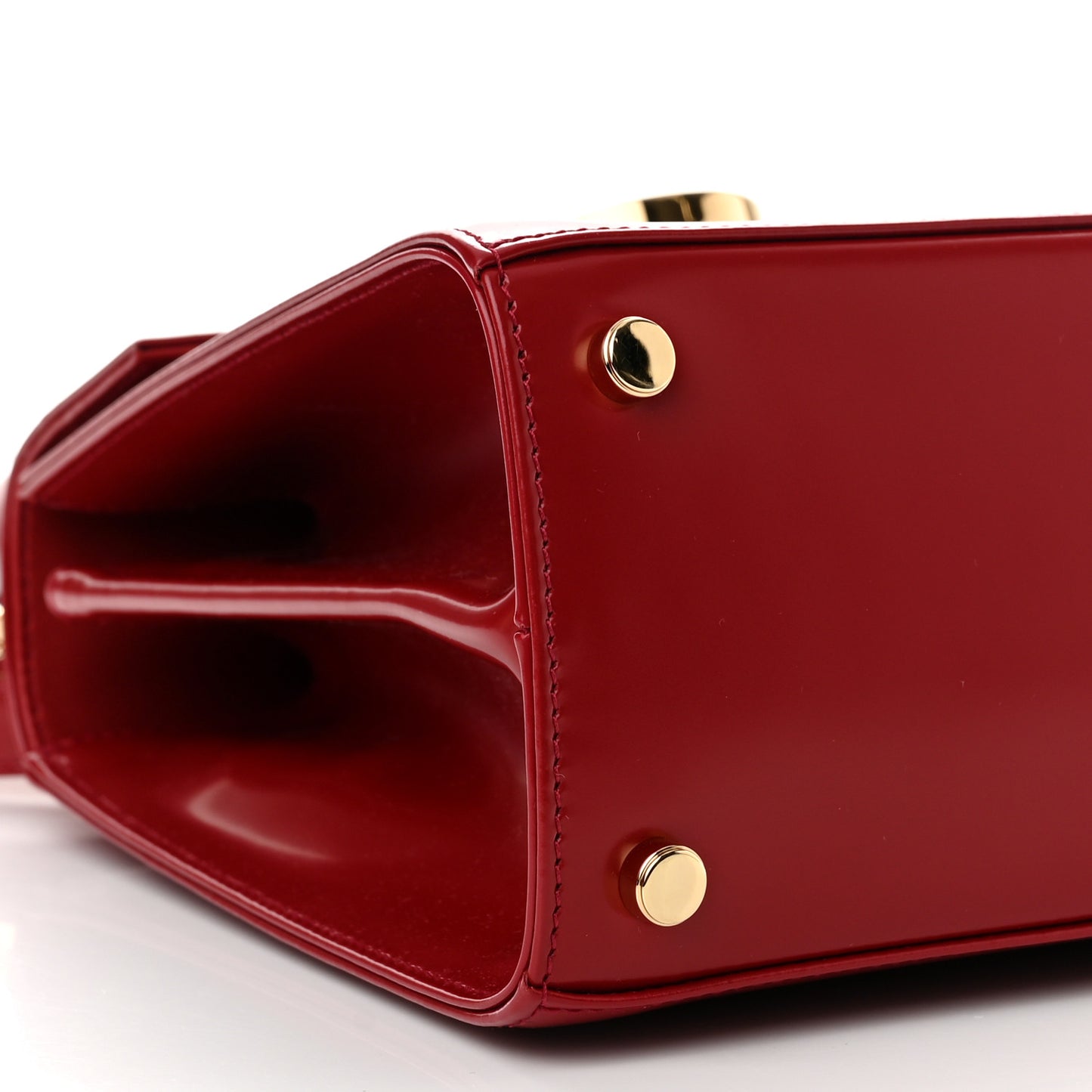 Brushed Off Calfskin Small Iconic Top Handle Red