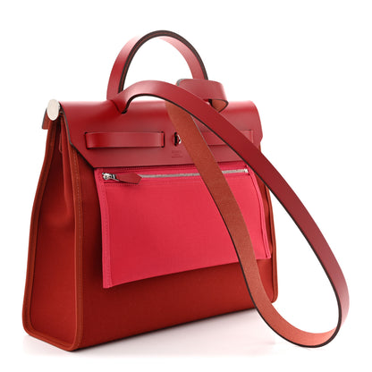 Hermes Toile Officier Vache Hunter Verso Herbag Zip 31 PM Rouge Venetian Rouge Piment Rose Extreme 4 of 12