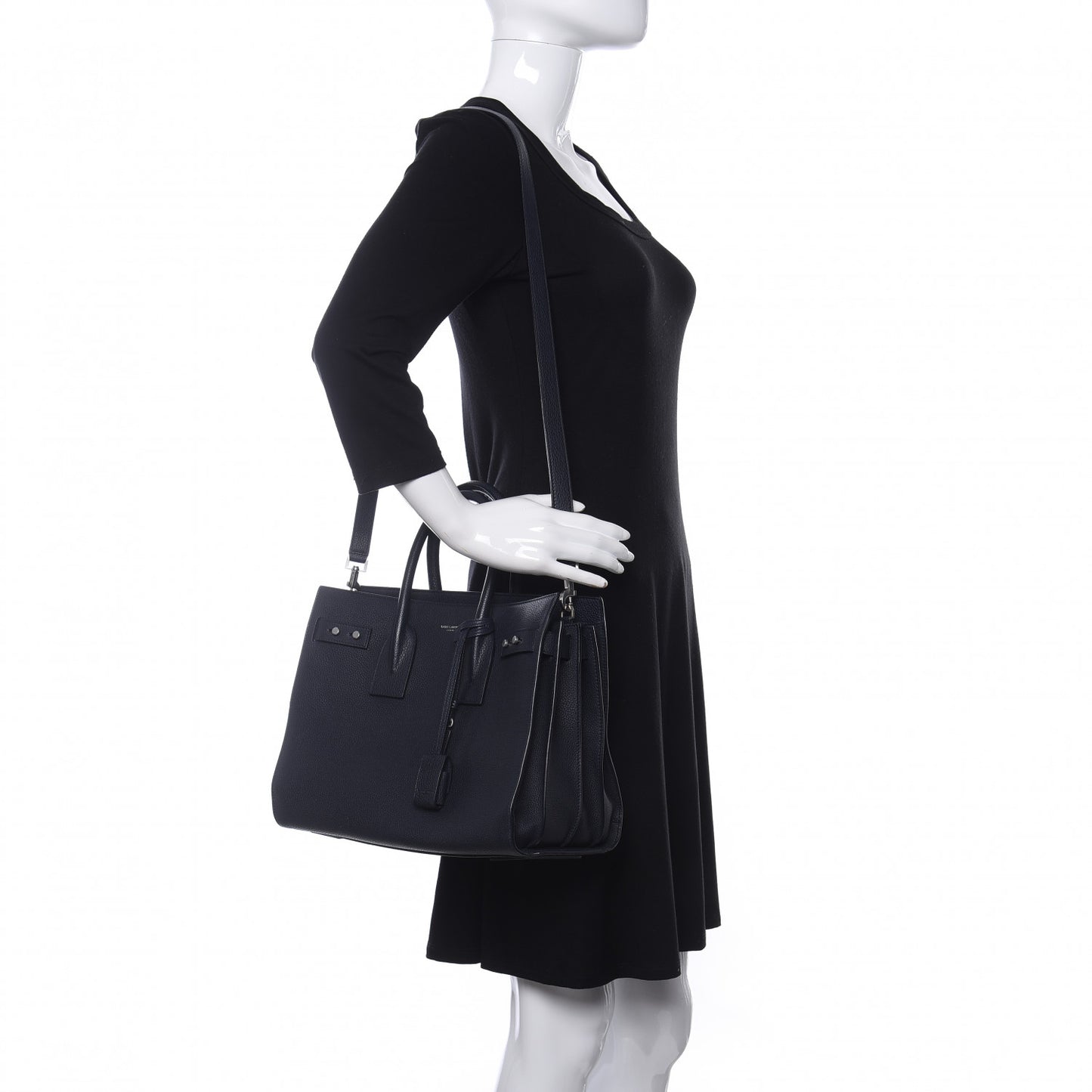 Grained Calfskin Small Supple Sac De Jour Navy