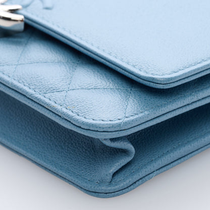 Chanel Grained Calfskin Quilted CC Box Wallet On Chain WOC Blue 9 of 10