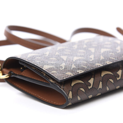 Burberry E-Canvas Monogram Small Wallet with Strap Bridle Brown 7 of 8