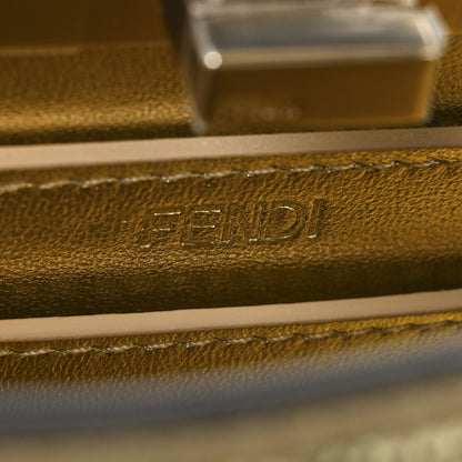 Fendi Crystal Vitello Laminato FF Petite Peekaboo I SEE U Satchel Crystal Platinum Light Gold 6 of 9
