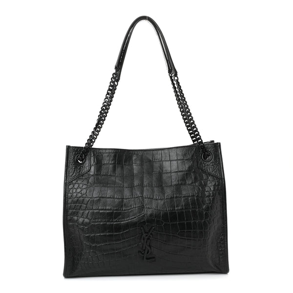 Saint Laurent Calfskin Crocodile Embossed Monogram Medium Niki