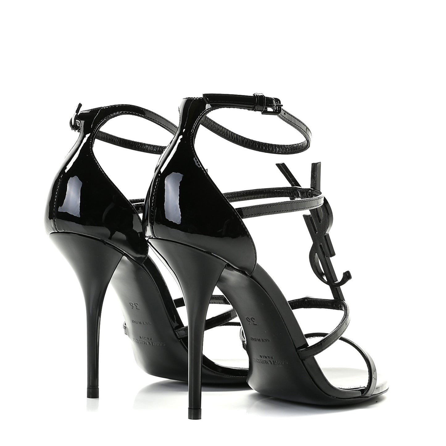 Patent Cassandra 100 Ankle Strap Sandals 36 Black