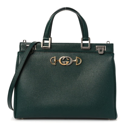 Gucci Grainy Calfskin Medium Zumi Top Handle Bag Vintage Green 1 of 16