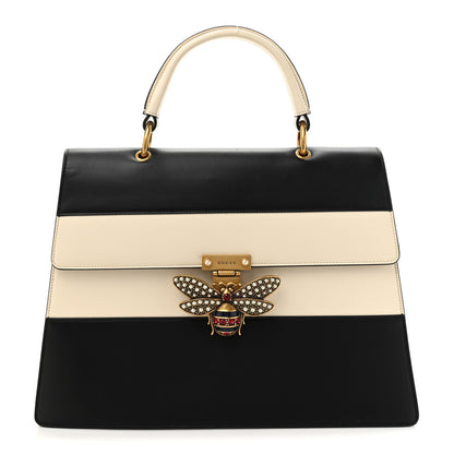 Gucci Calfskin Sylvie Web Large Queen Margaret Top Handle Bag Black Mystic White 1 of 15