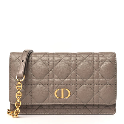Christian Dior Supple Calfskin Cannage Caro Belt Pouch with Chain Warm Taupe 1 of 10