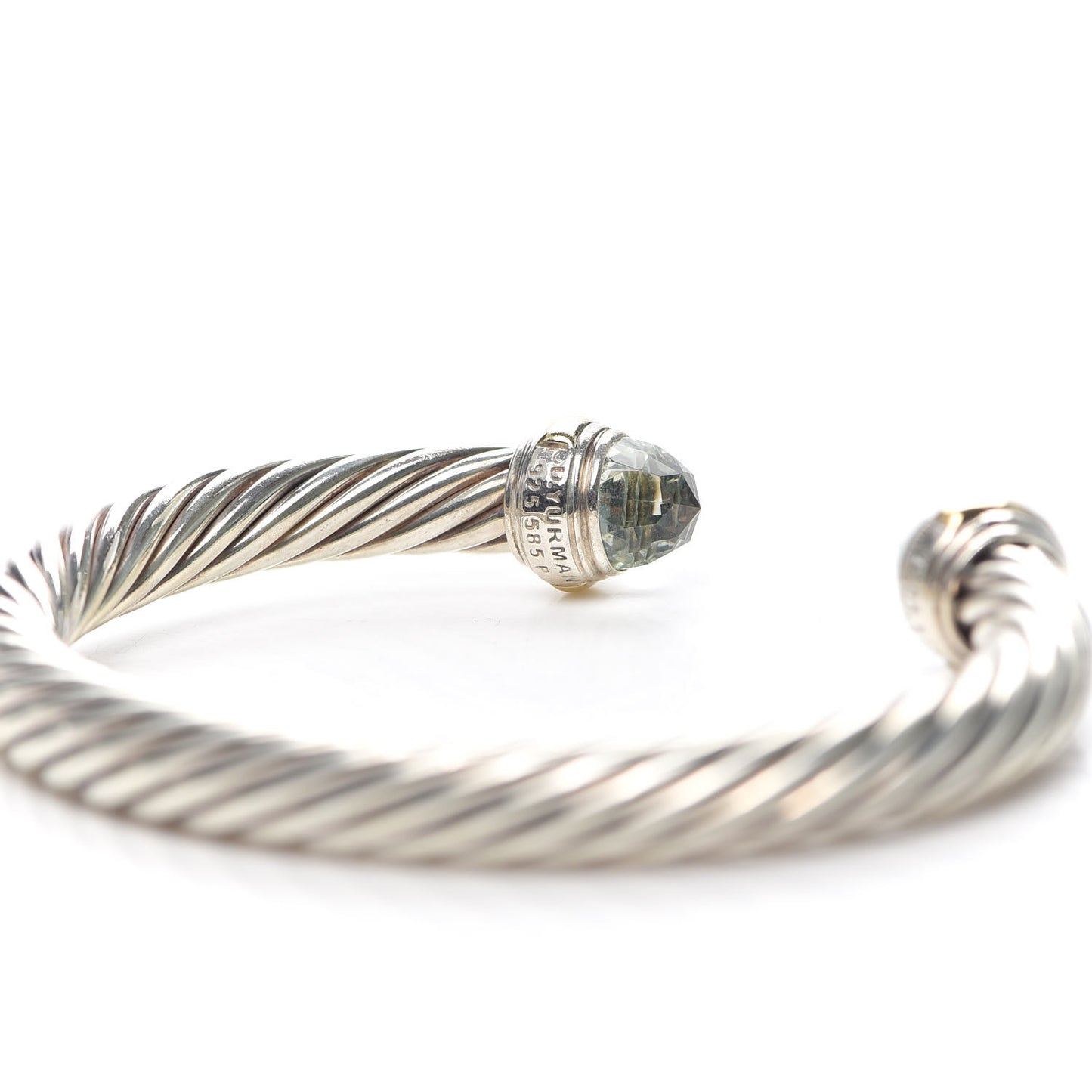 Sterling Silver 14K Yellow Gold Prasiolite 7mm Cable Classics Bracelet