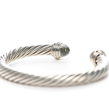 David Yurman Sterling Silver 14K Yellow Gold Prasiolite 7mm Cable Classics Bracelet 4 of 5