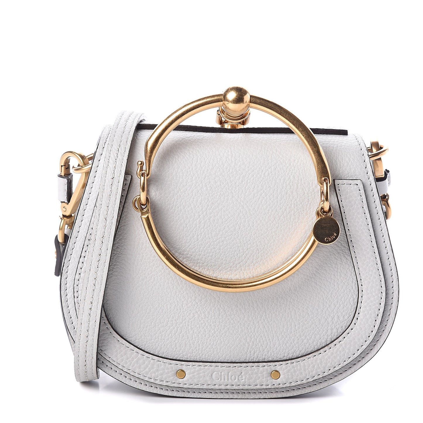 Calfskin Suede Small Nile Bracelet Bag Airy Grey