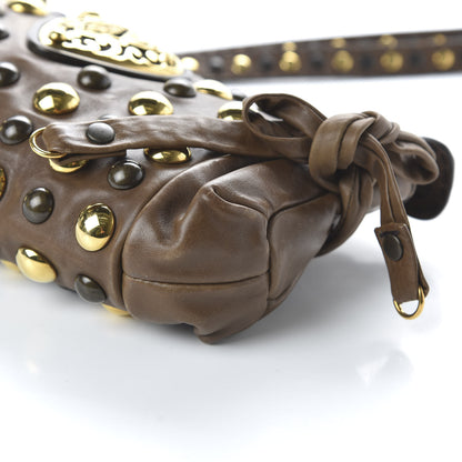 Gucci Calfskin Studded Babouska Clutch Brown 7 of 10