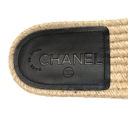Chanel Patent Calfskin Crystal CC Espadrille Slip On Sandals 38 Black 8 of 9