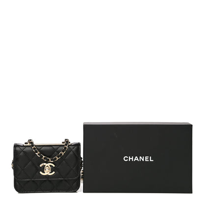 Chanel Lambskin Quilted Trendy CC Card Holder On Chain Black 12 of 12