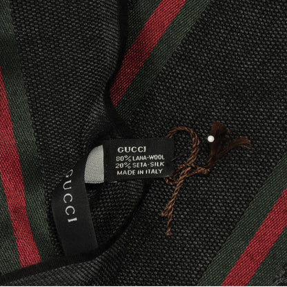 Gucci Silk Wool Monogram Web Scarf Black 5 of 6