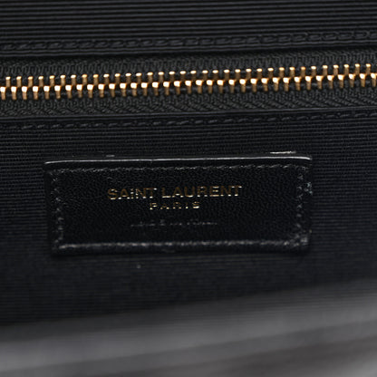 Saint Laurent Grain De Poudre Matelasse Chevron Large Monogram Satchel Black 5 of 9