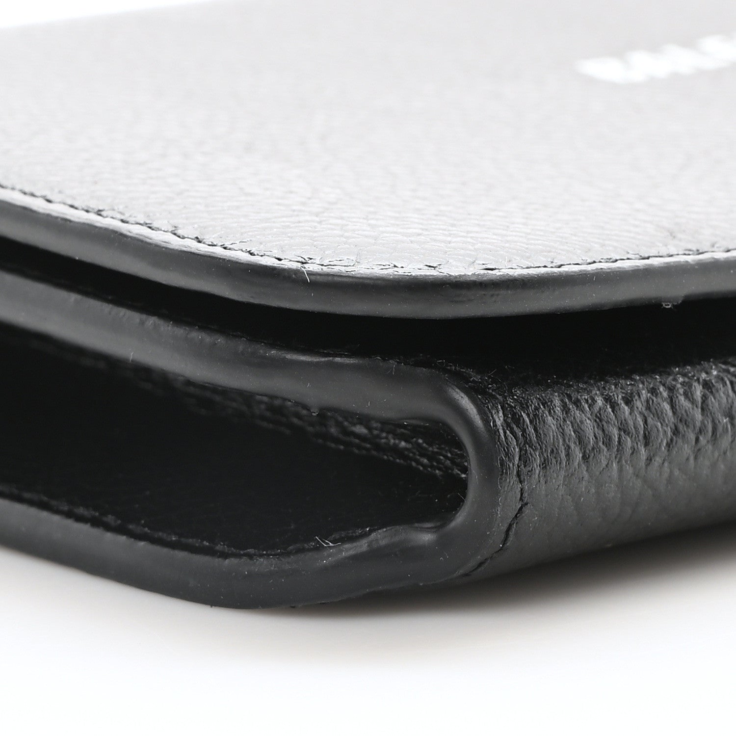 Balenciaga Grained Calfskin Logo Cash Phone Holder Wallet On Chain Black White 8 of 9