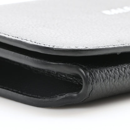 Balenciaga Grained Calfskin Logo Cash Phone Holder Wallet On Chain Black White 8 of 9