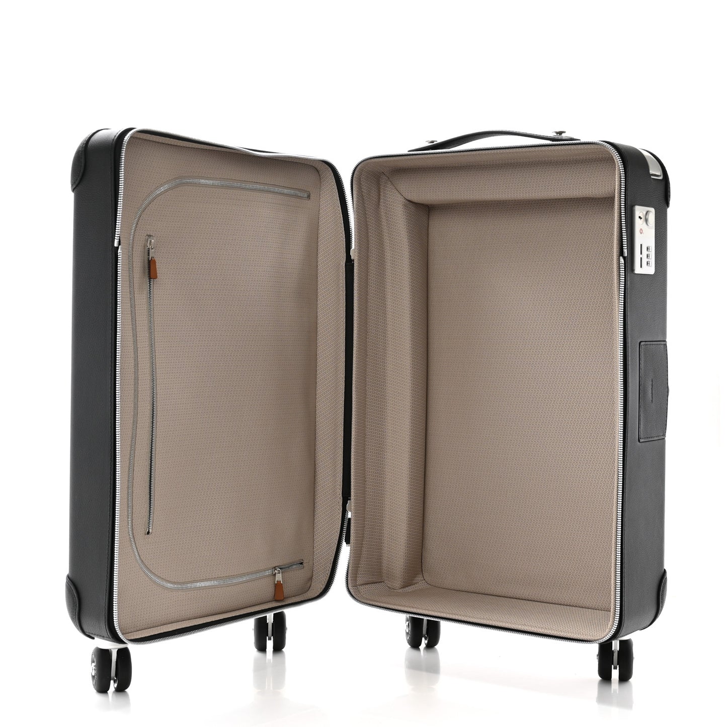 H Viking Canvas Taurillon Regate Cargo Rolling Trolley Luggage Ecru Black
