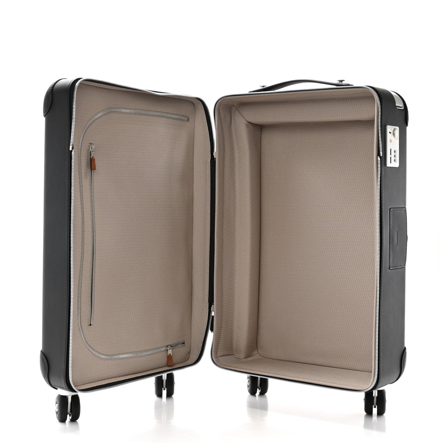 Hermes H Viking Canvas Taurillon Regate Cargo Rolling Trolley Luggage Ecru Black 4 of 9