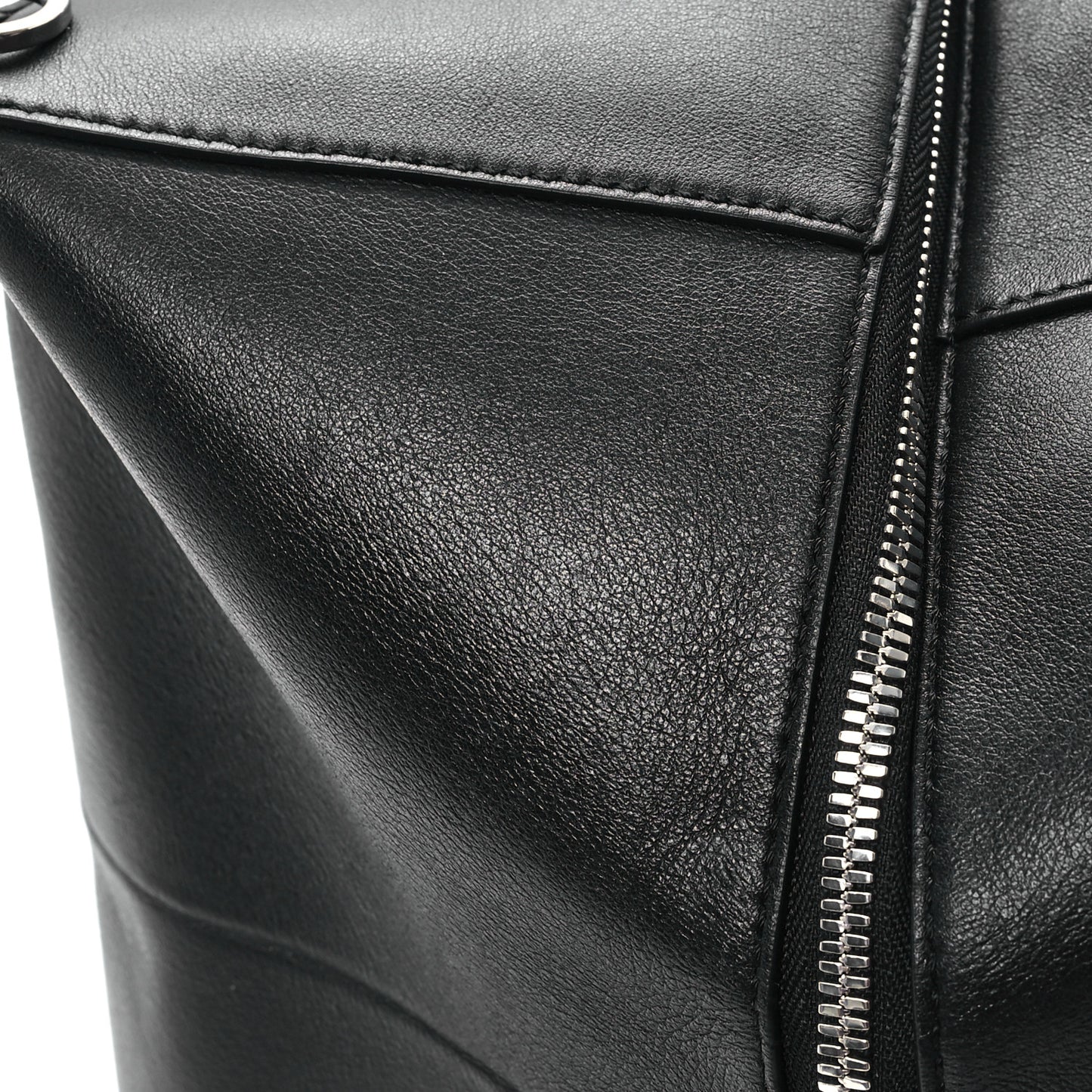 Shiny Calfskin Puzzle Fold Duffle Black