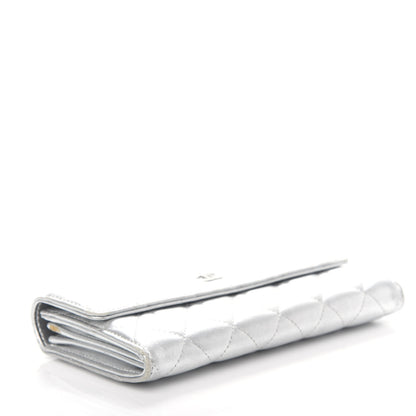 Chanel Metallic Lambskin Long Flap Wallet Silver 4 of 11