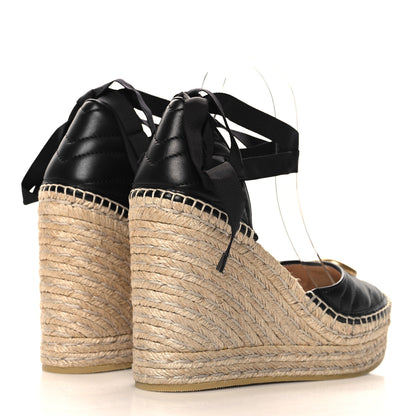 Gucci Nappa Matelasse GG Marmont Ankle Wrap Platform 35/120mm Espadrille Wedges 40.5 Black 5 of 10